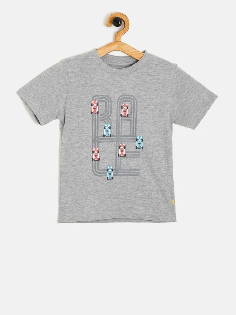 

Aomi Boys Grey Printed Round Neck T-shirt