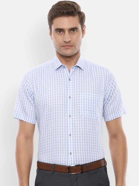 

Van Heusen Men Blue & White Slim Fit Checked Formal Shirt