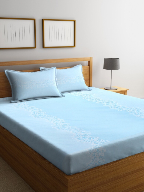 

Trident Blue Ethnic Motifs 144 TC Cotton 1 Queen Bedsheet with 2 Pillow Covers