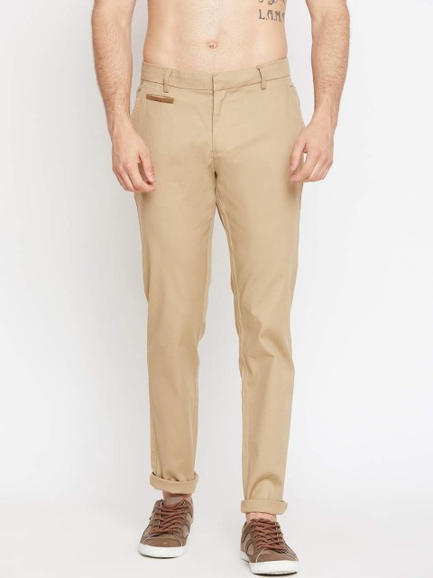 

CAMLA Men Beige Slim Fit Solid Regular Trousers