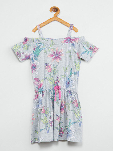 

max Girls Grey Printed A-Line Dress