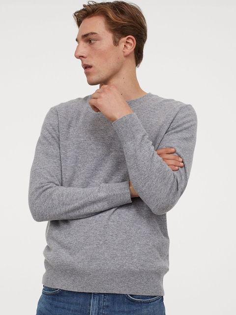 

H&M Men Grey Merino Woolen Sweater