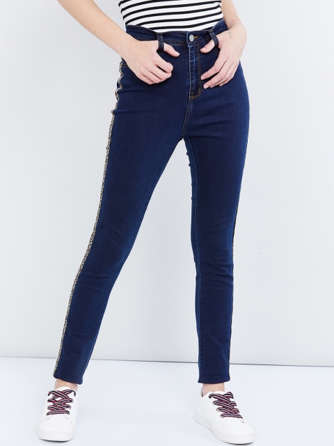 

max Women Navy Blue Slim Fit Mid-Rise Clean Look Stretchable Jeans