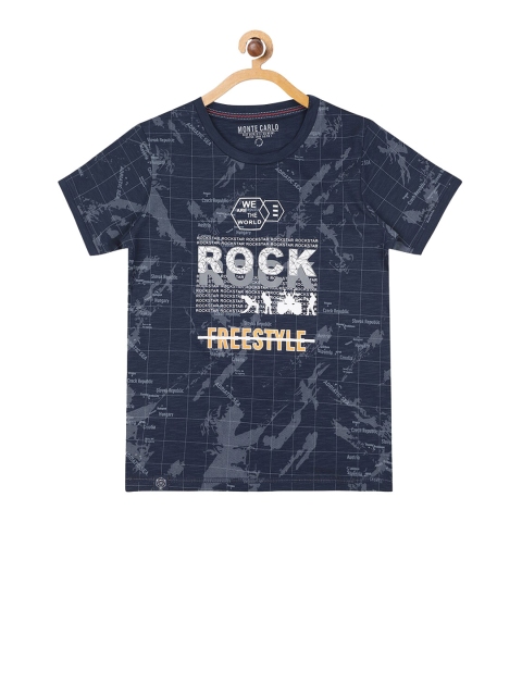 

Monte Carlo Boys Navy Blue Printed Round Neck T-shirt