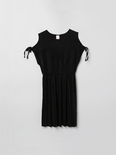 

max Girls Black Self Design Fit and Flare Dress