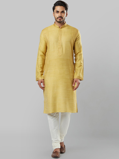 

Ethnix by Raymond Men Yellow Solid Straight Kurta