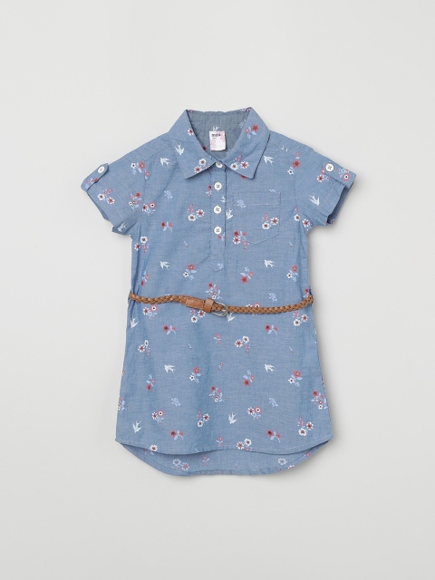 

max Girls Blue Printed Shirt Dress