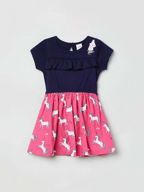 

max Girls Blue Printed A-Line Dress