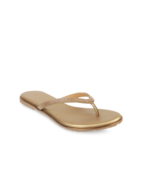 

Metro Women Gold-Toned Embellished Open Toe Flats
