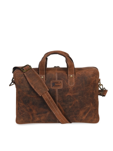 

Peseta Unisex Brown Solid 15 Inch Laptop Leather Bag