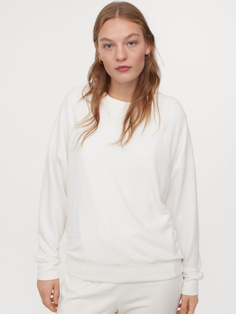 

H&M White Solid Sweater
