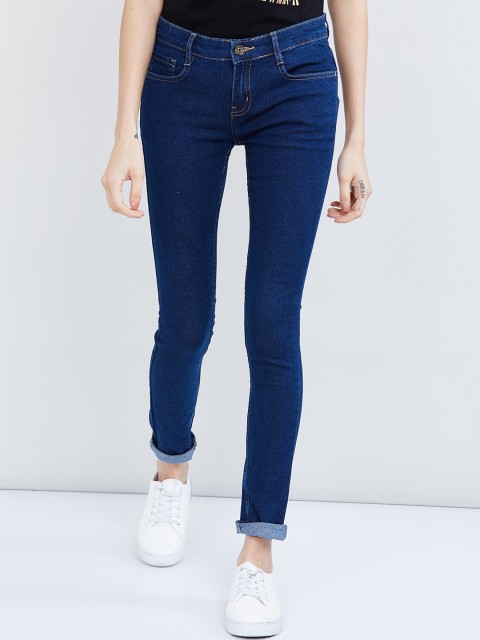 

max Women Blue Skinny Fit Mid-Rise Clean Look Stretchable Jeans