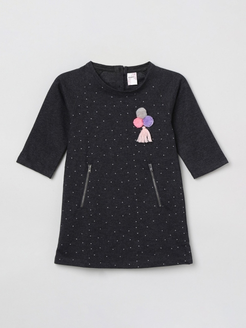

max Girls Charcoal Grey Printed Longline Top