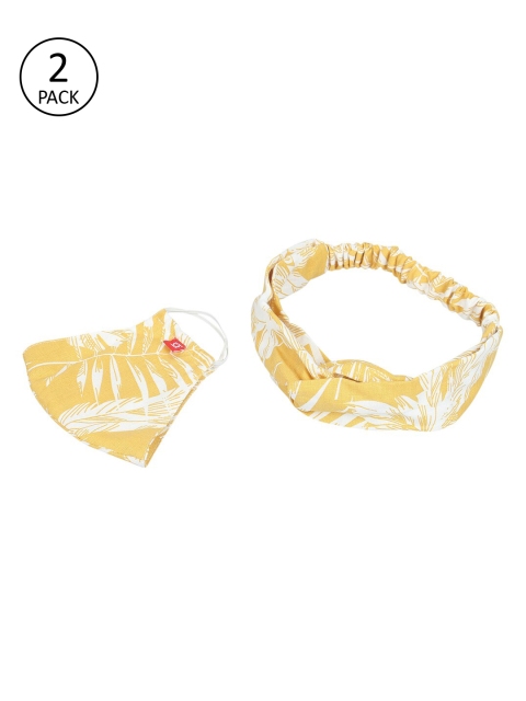 

Swiss Design Yellow Women 2Ply Outdoor Mask With Criss Cross Headband