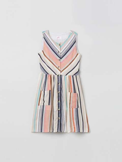 

max Girls Multicoloured Striped A-Line Dress, Multi