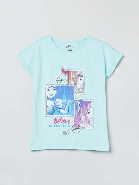 

max Girls Blue & Pink Graphic Print T-shirt