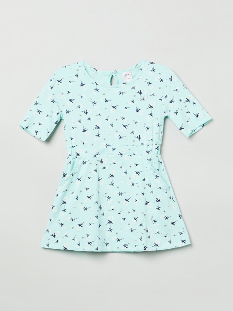 

max Girls Blue Printed A-Line Dress