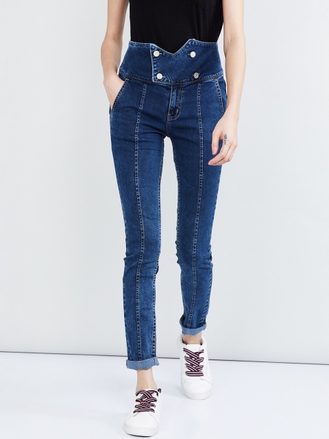 

max Women Blue Skinny Fit High-Rise Clean Look Stretchable Jeans
