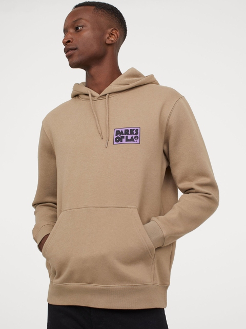 

H&M Men Beige Print Hoodie