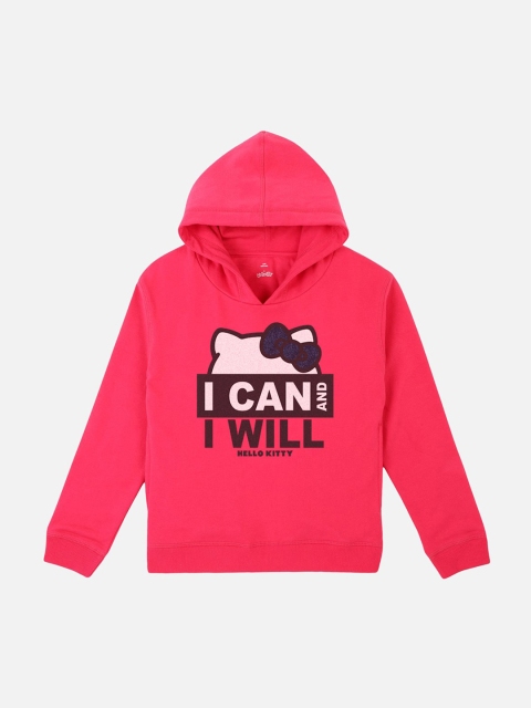 

Kids Ville Girls Pink Hello Kitty Print Hooded Sweatshirt