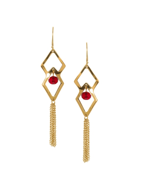 

INDYA Red & Gold-Plated Contemporary Drop Earrings