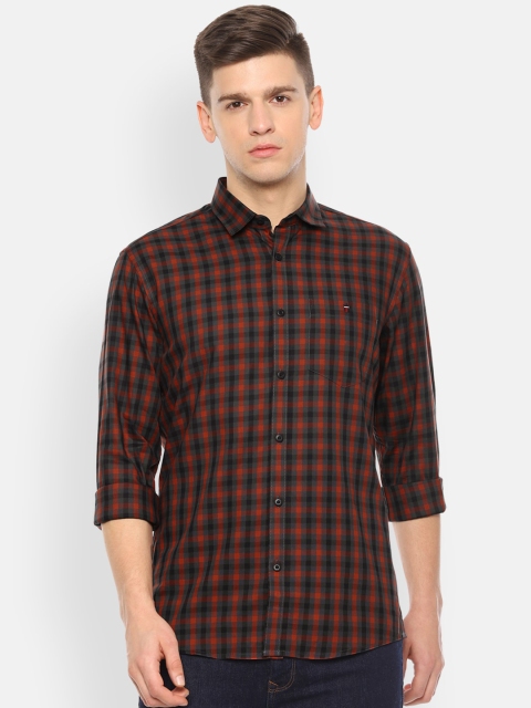 

Louis Philippe Jeans Men Red & Black Slim Fit Checked Casual Shirt