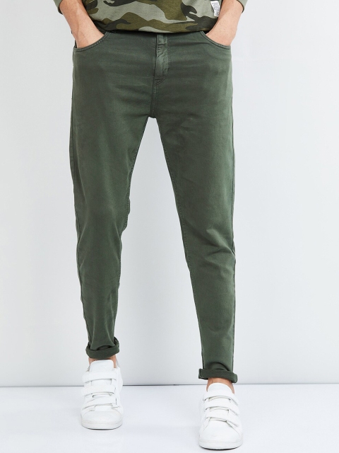 

max Men Green Skinny Fit Mid-Rise Clean Look Stretchable Jeans