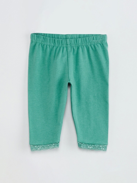 

max Girls Green Solid Ankle-Length Leggings