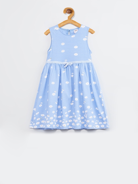 

max Girls Blue Printed A-Line Dress