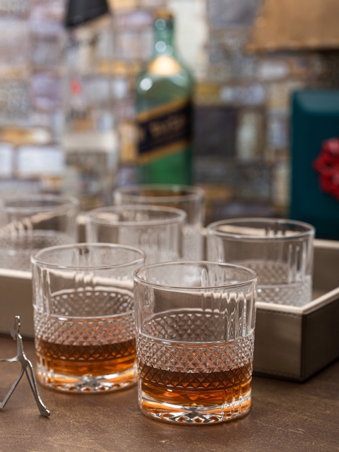

Roxx Transparent 12 Pieces Diamond Textured Whisky Glasses