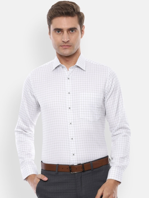 

Van Heusen Men White & Blue Slim Fit Checked Formal Shirt
