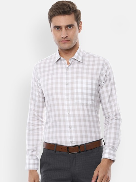 

Van Heusen Men White & Grey Slim Fit Checked Formal Shirt