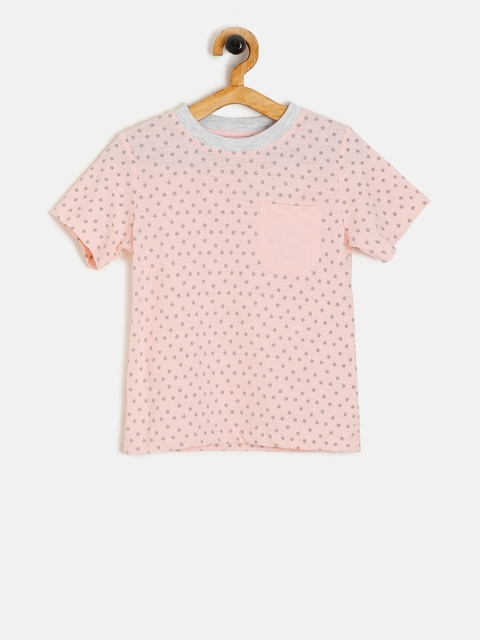 

Aomi Boys Pink Printed V-Neck T-shirt