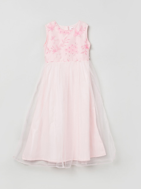 

max Girls Pink Self Design Fit and Flare Dress