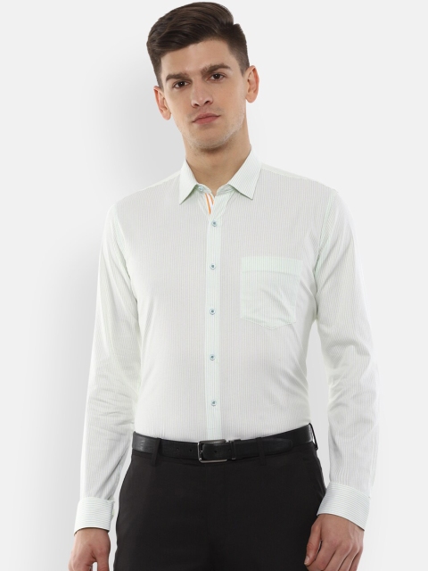 

Van Heusen Men Green & White Slim Fit Striped Formal Shirt