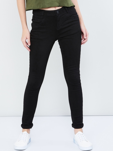 

max Women Black Skinny Fit Mid-Rise Clean Look Stretchable Jeans