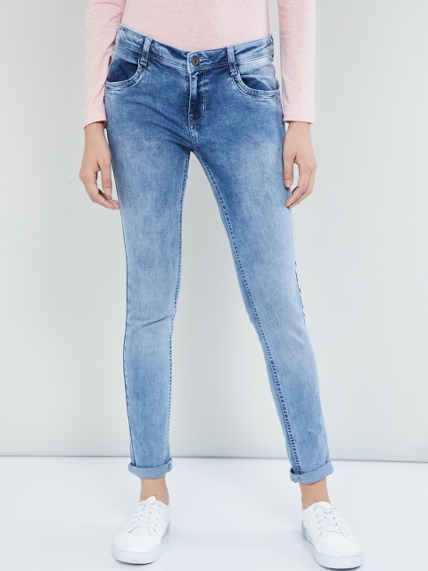 

max Women Blue Skinny Fit Mid-Rise Clean Look Stretchable Jeans