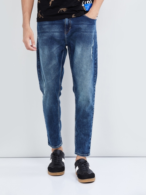 

max Men Blue Skinny Fit Mid-Rise Low Distress Stretchable Jeans