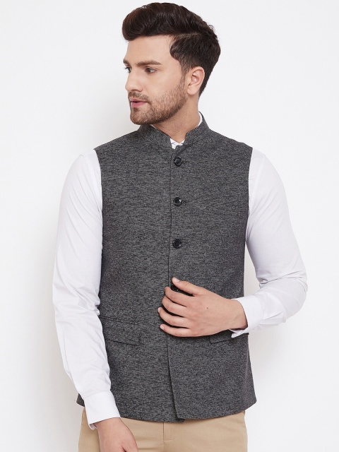 

Spirit Men Charcoal Grey Solid Nehru Jacket