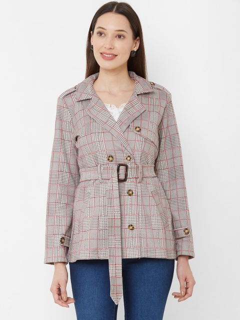 

Kraus Jeans Women Beige Checked Tailored Jacket
