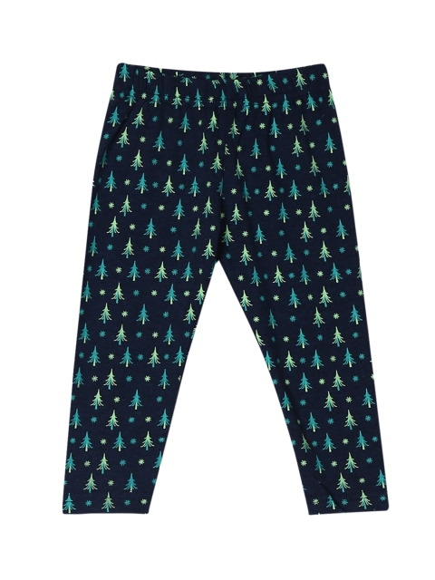 

Donuts Girls Navy Blue & Green Printed Ankle-Length Leggings