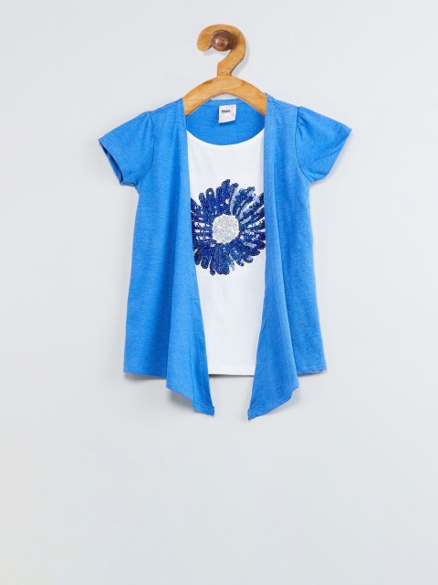 

max Girls Blue Colourblocked A-Line Top
