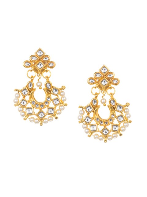 

INDYA Gold-Toned Crescent Shaped Drop Earrings