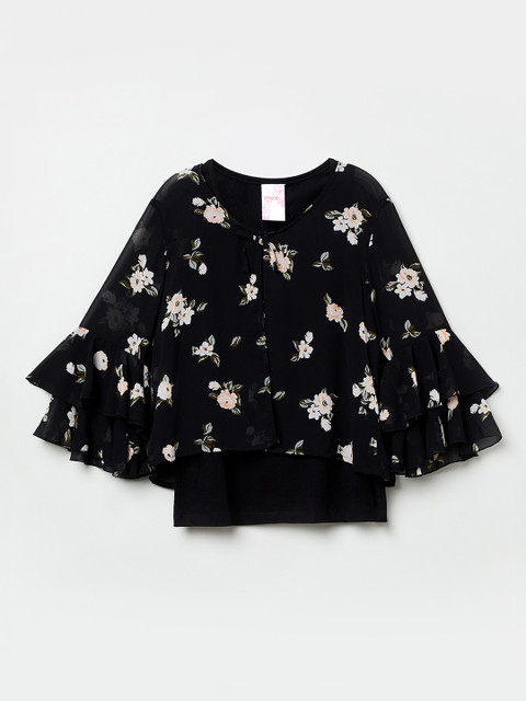 

max Girls Black Printed Top