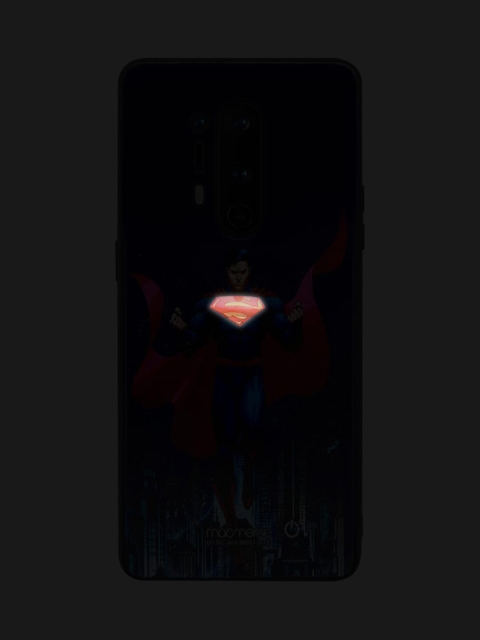macmerise Blue & Red DC Comics Metropolis Savior Lumous Sustainable OnePlus 8 Pro Back Case, Multi