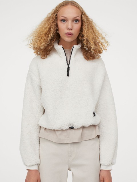 

H&M Women White Short Collared Sweater