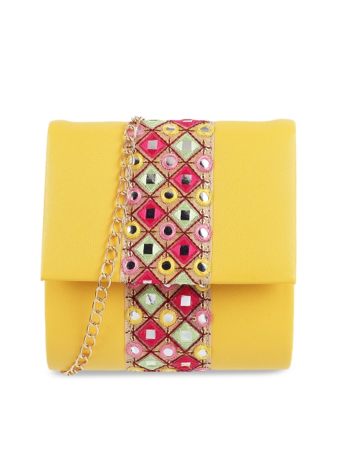 

Metro Yellow Embellished Sling Bag