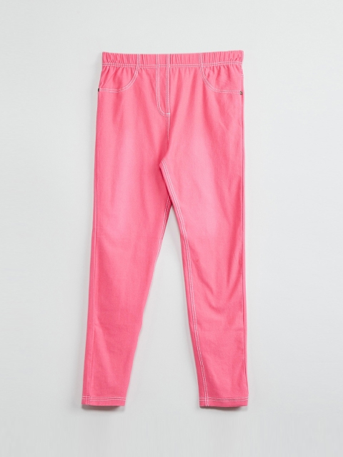 

max Girls Pink Solid Jeggings