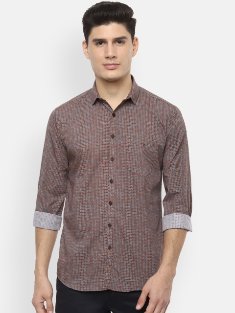 

V Dot Men Brown Regular Fit Printed Casual Shirt
