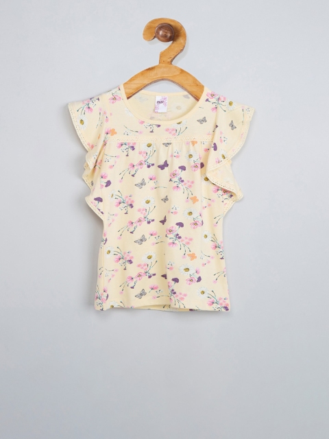 

max Girls Yellow Printed Top